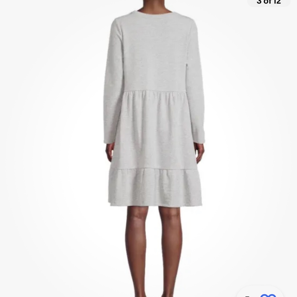 Time and Tru Women’s Gray Tiered Sweatshirt Dress Medium (10-12) NEW - Picture 3 of 10